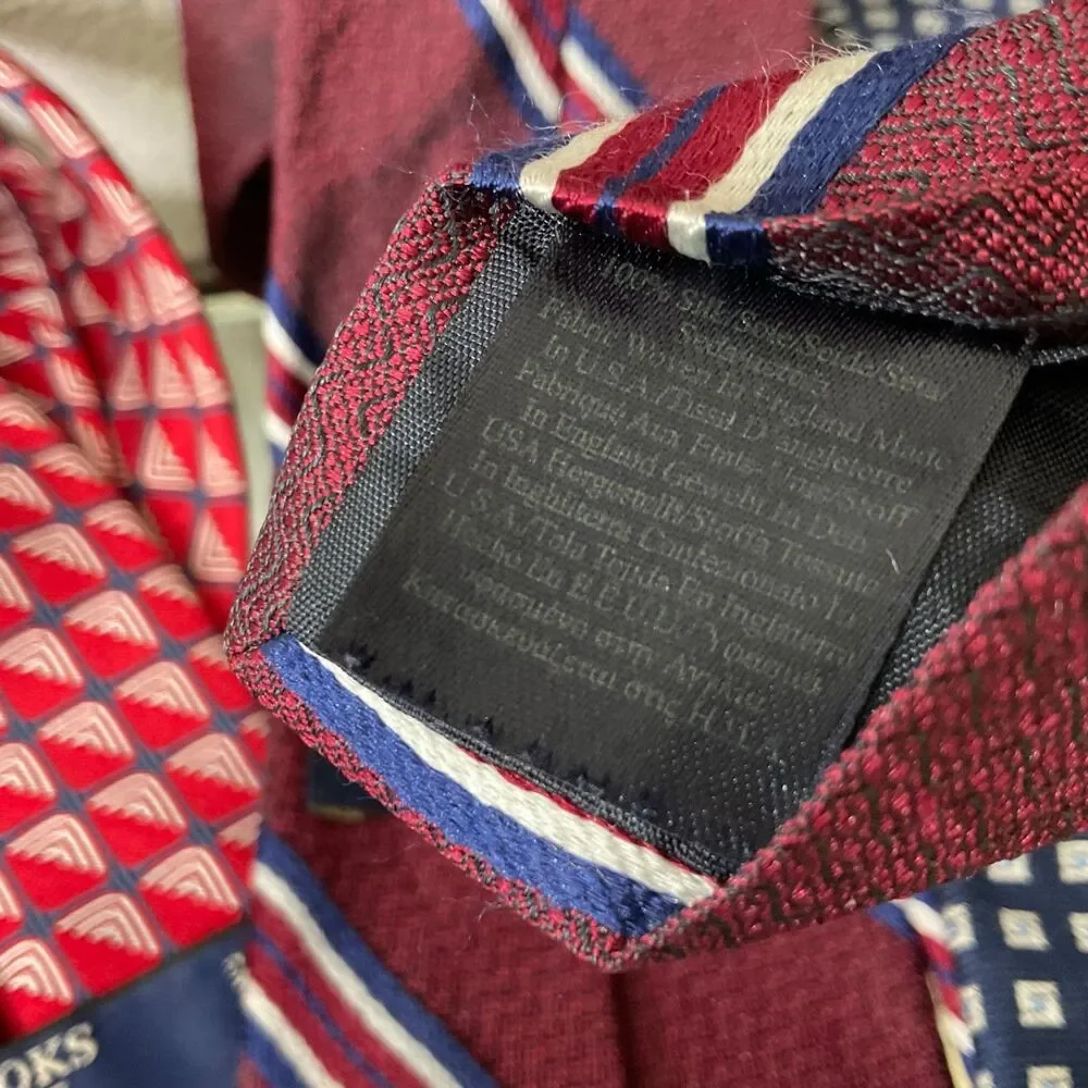Lot Of 3 Brooks Brothers Makers 346 Ties Silk Striped Foulard 2- USA / England